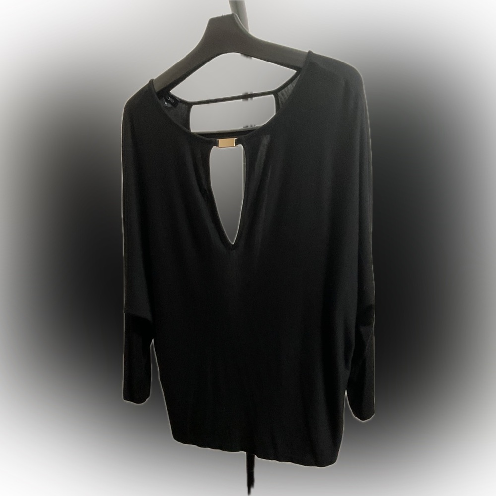 bebe Black Keyhole Blouse